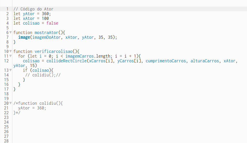 Imagem de um programa em JS